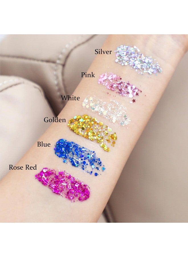 Long Lasting Pink Body Glitter Holographic Sparkling Cosmetic Grade Chunky Glitter For Face Hair (Pink)