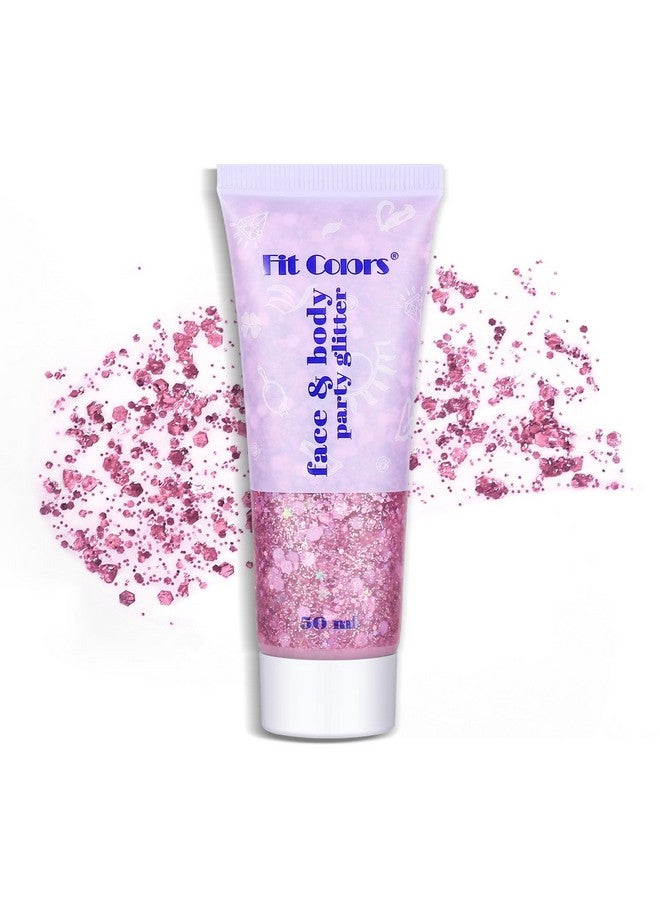 Long Lasting Pink Body Glitter Holographic Sparkling Cosmetic Grade Chunky Glitter For Face Hair (Pink)