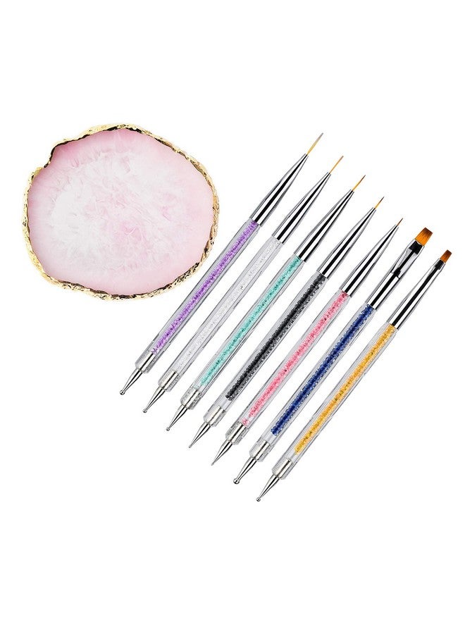 8 Pieces Designs Brushes For Nail Art Resin Palette Gel Design Nail Art Dotting Tools Nail Gel Painting Brush Mixing Palette Nail Art Equipment