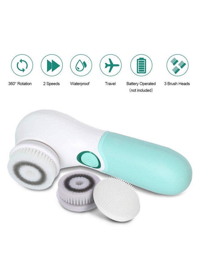 Facial Cleansing Brush Electric Facial Exfoliating Massage Brush With 3 Cleanser Heads And 2 Speeds Adjustable For Deep Cleaning Removing Blackhead Face Massaging