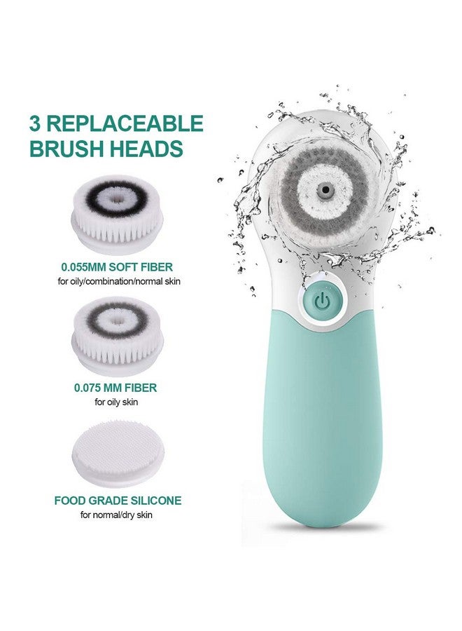 Facial Cleansing Brush Electric Facial Exfoliating Massage Brush With 3 Cleanser Heads And 2 Speeds Adjustable For Deep Cleaning Removing Blackhead Face Massaging