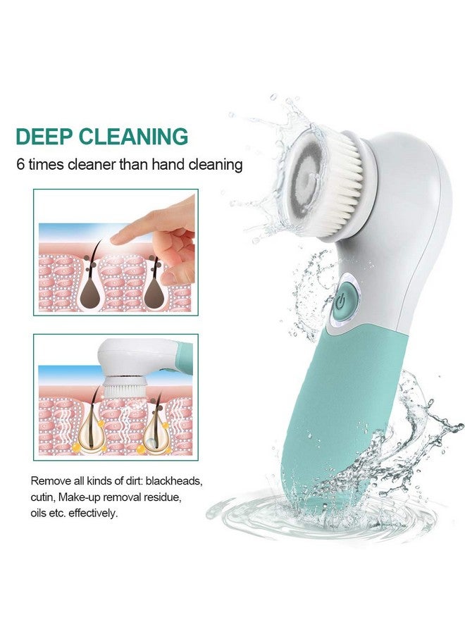 Facial Cleansing Brush Electric Facial Exfoliating Massage Brush With 3 Cleanser Heads And 2 Speeds Adjustable For Deep Cleaning Removing Blackhead Face Massaging