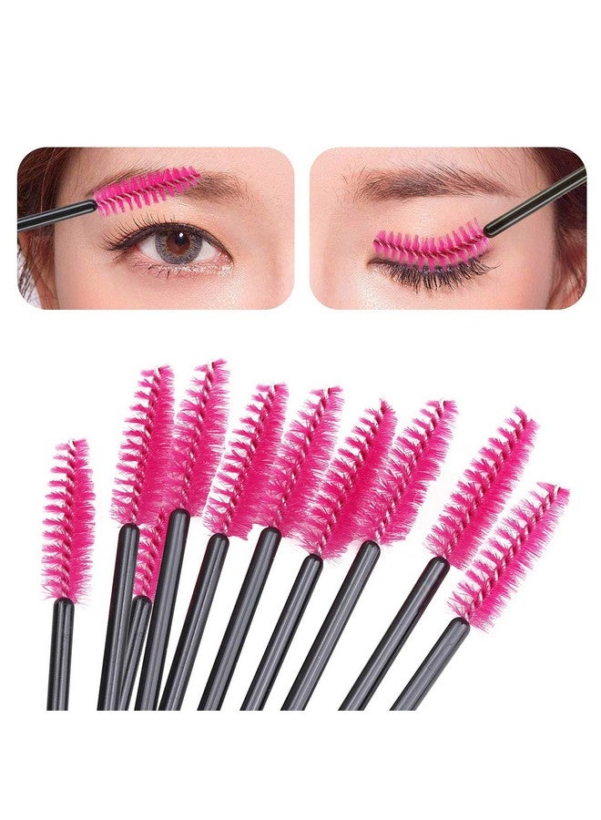 400 Spoolies Mascara Wand And Lip Brush Disposable Lash Brushes For Eyelash Extensions Lipstick Lip Gloss Wands Applicator Tool (Black+Hotpink)