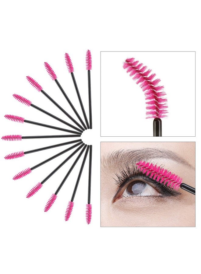 400 Spoolies Mascara Wand And Lip Brush Disposable Lash Brushes For Eyelash Extensions Lipstick Lip Gloss Wands Applicator Tool (Black+Hotpink)