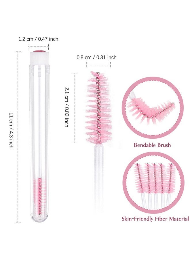 80 Pieces Mascara Wand Tube Set 40 Diamond Empty Eyelash Brush Tubes Spoolies 40 Mascara Wand Lash Extension Brushes Applicators Makeup Tools (Pink Lash Style)