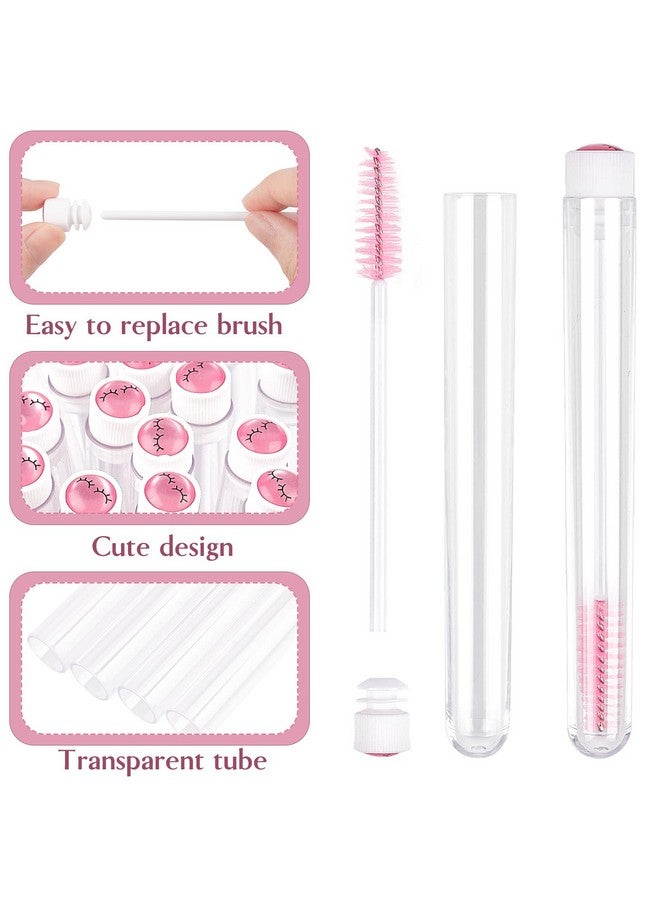 80 Pieces Mascara Wand Tube Set 40 Diamond Empty Eyelash Brush Tubes Spoolies 40 Mascara Wand Lash Extension Brushes Applicators Makeup Tools (Pink Lash Style)