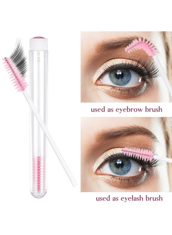 80 Pieces Mascara Wand Tube Set 40 Diamond Empty Eyelash Brush Tubes Spoolies 40 Mascara Wand Lash Extension Brushes Applicators Makeup Tools (Pink Lash Style)