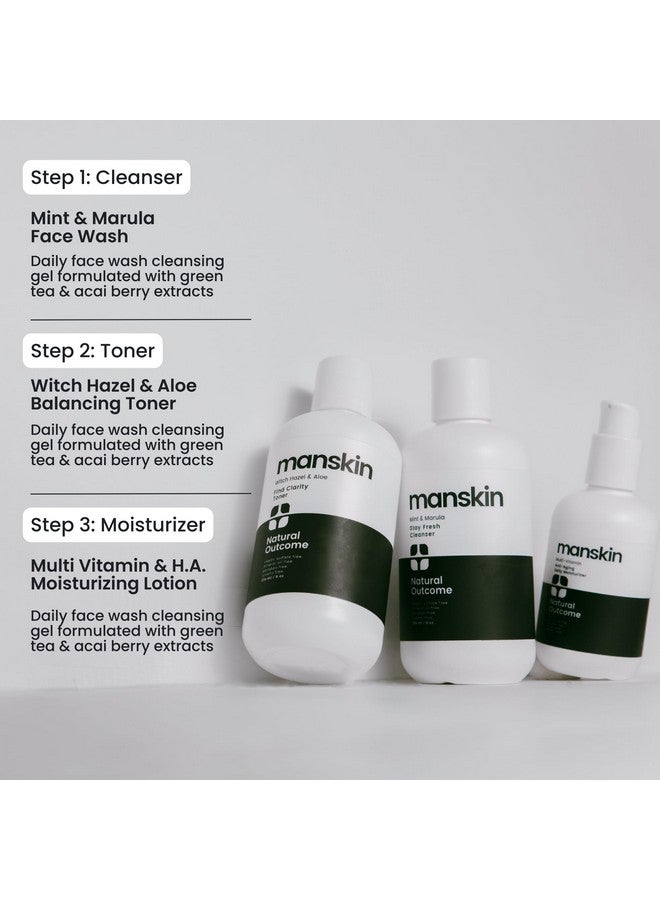 Mens Skin Care Kit Mens Facial Care Kit For Men Skincare Antiaging Daily 3 Step Face Care Regimen Includes Rejuvenating Facial Cleanser Balancing Toner & Hydrating Moisturizer