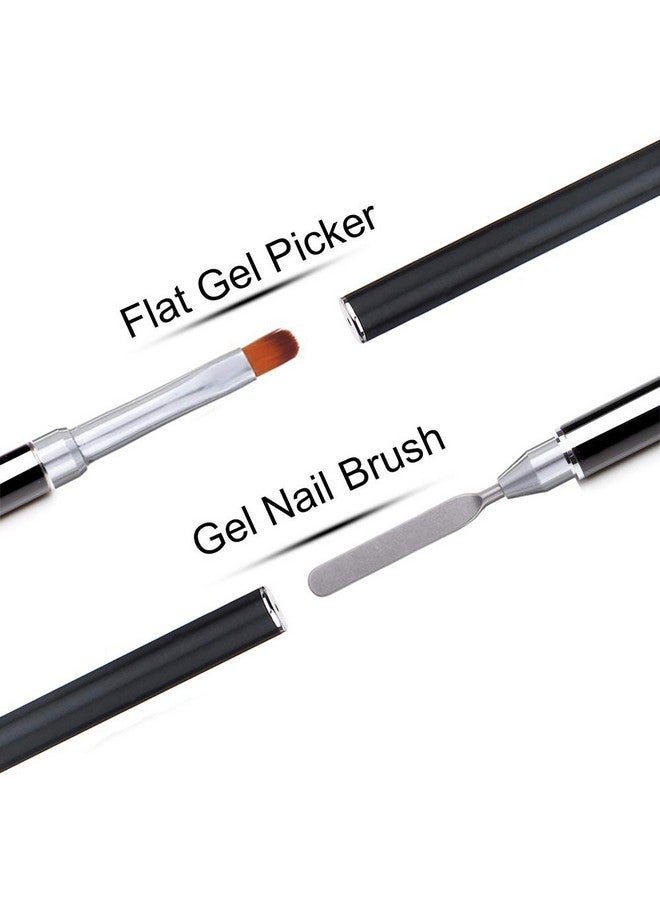 Dualended Poly Gel Brush & Picker 2 In 1 Designs Poly Gel Brushes Stainless Steel Gel Nail Tool For Poly Gel Uv Gel Acrylic Nails Extension (Black)