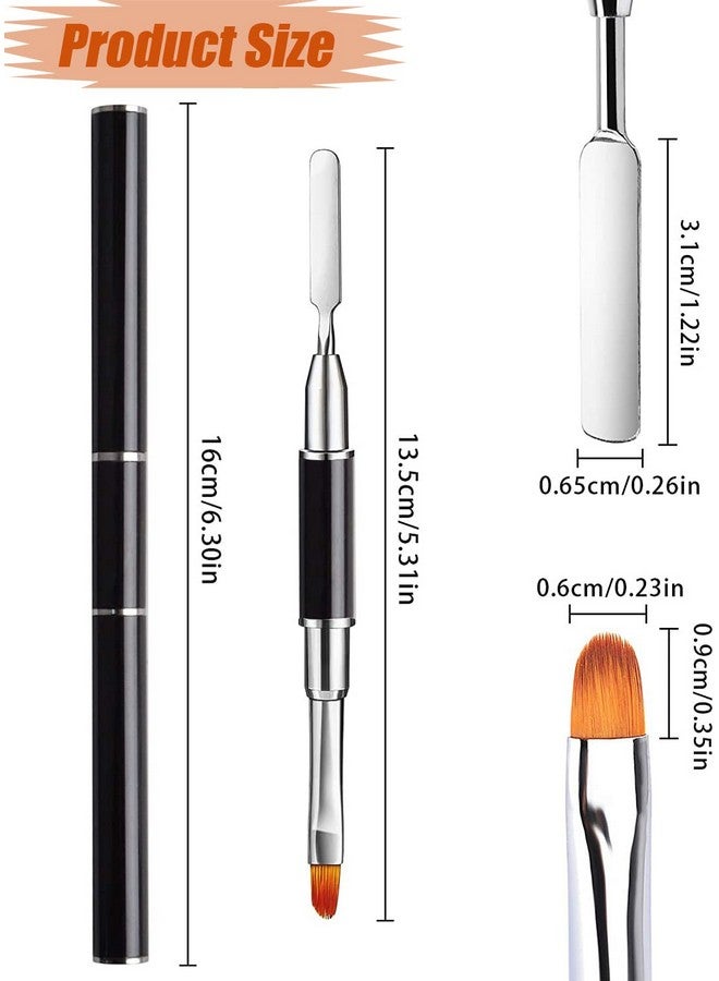 Dualended Poly Gel Brush & Picker 2 In 1 Designs Poly Gel Brushes Stainless Steel Gel Nail Tool For Poly Gel Uv Gel Acrylic Nails Extension (Black)