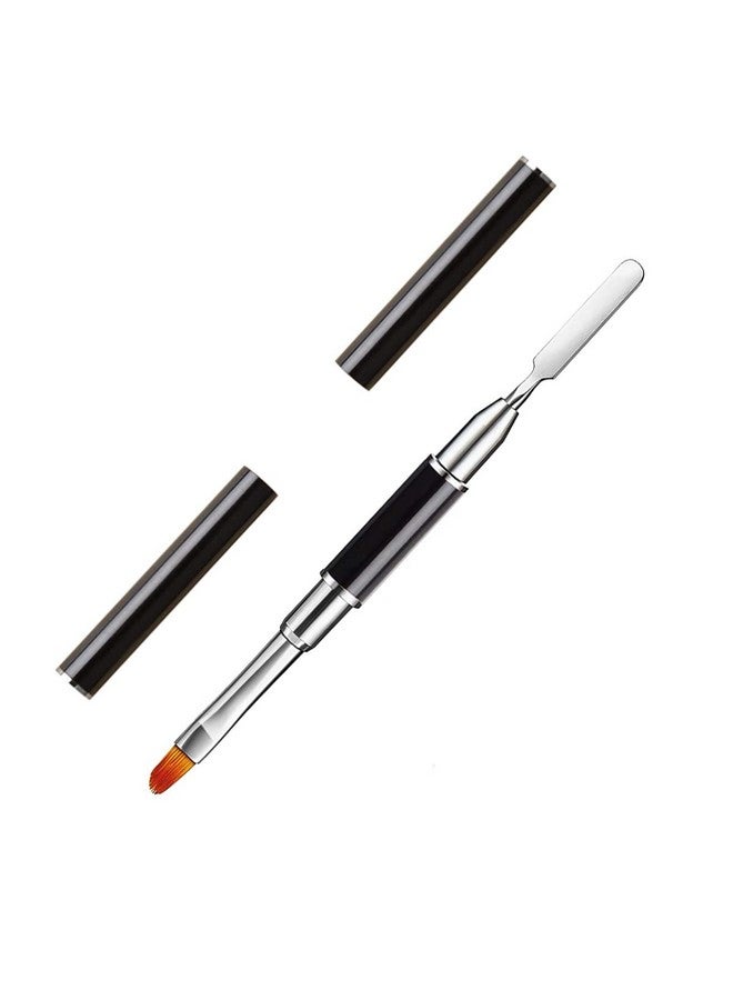Dualended Poly Gel Brush & Picker 2 In 1 Designs Poly Gel Brushes Stainless Steel Gel Nail Tool For Poly Gel Uv Gel Acrylic Nails Extension (Black)