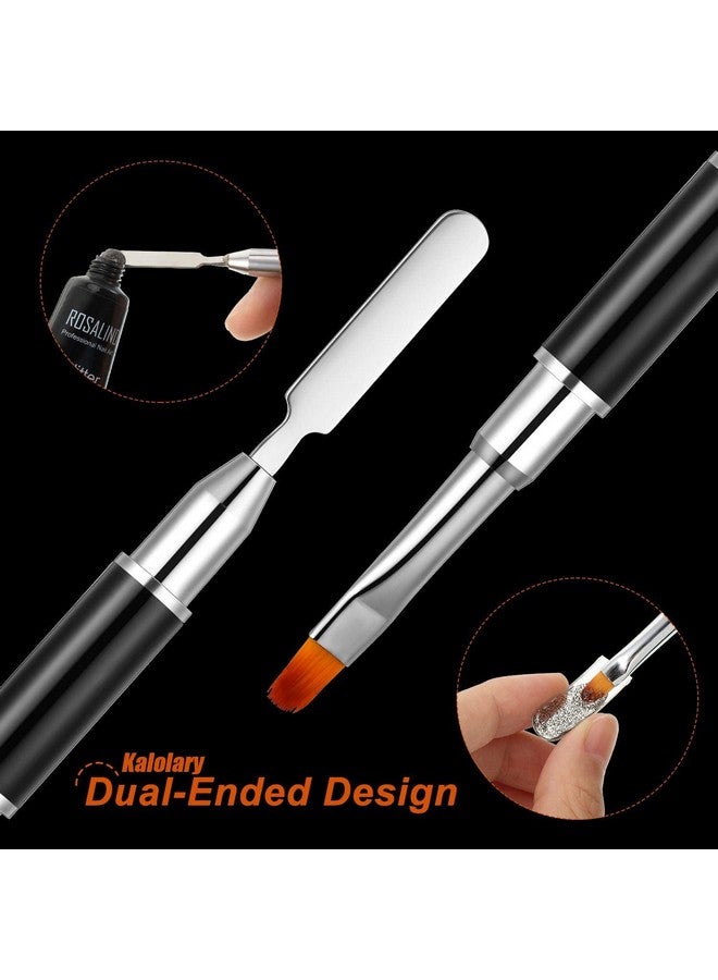 Dualended Poly Gel Brush & Picker 2 In 1 Designs Poly Gel Brushes Stainless Steel Gel Nail Tool For Poly Gel Uv Gel Acrylic Nails Extension (Black)