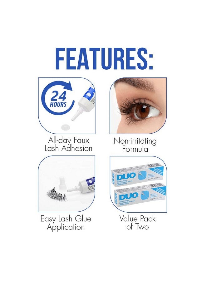 Strip Eyelash Adhesive Clear For Fake Strip Lash 0.5 Oz 2Packs