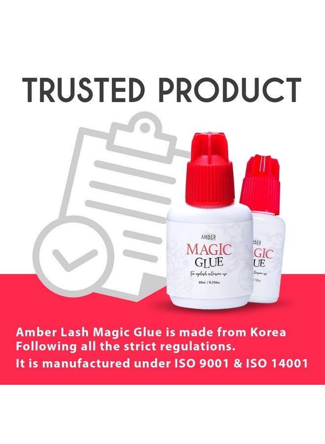 Mild Sensitive Eyelash Extension Magic Glue For Professional Lash Extensions 12 Sec Dry Time & Up To 6 Weeks Retention Black Adhesive By Amber Lash (10 Ml / 0.35Oz)