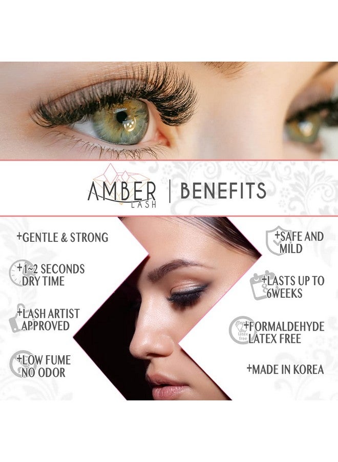 Mild Sensitive Eyelash Extension Magic Glue For Professional Lash Extensions 12 Sec Dry Time & Up To 6 Weeks Retention Black Adhesive By Amber Lash (10 Ml / 0.35Oz)