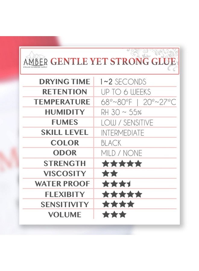 Mild Sensitive Eyelash Extension Magic Glue For Professional Lash Extensions 12 Sec Dry Time & Up To 6 Weeks Retention Black Adhesive By Amber Lash (10 Ml / 0.35Oz)
