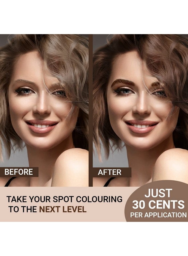 Instant Hair Dye Kit Medium Brown Natural Spot Coloring Tinting Powder With Duo Angled Brush Water & Smudge Proof 100% Grey Coverage Upto 30 Applications
