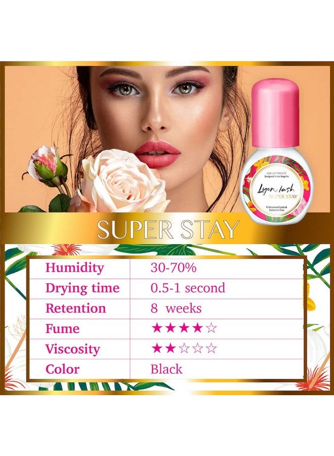 Super Stay 5Ml Eyelash Extension Performance Glue 0.5 Sec Dry Time Up To 8 Weeks Retention Black Adhesive Supplies For Professional Use