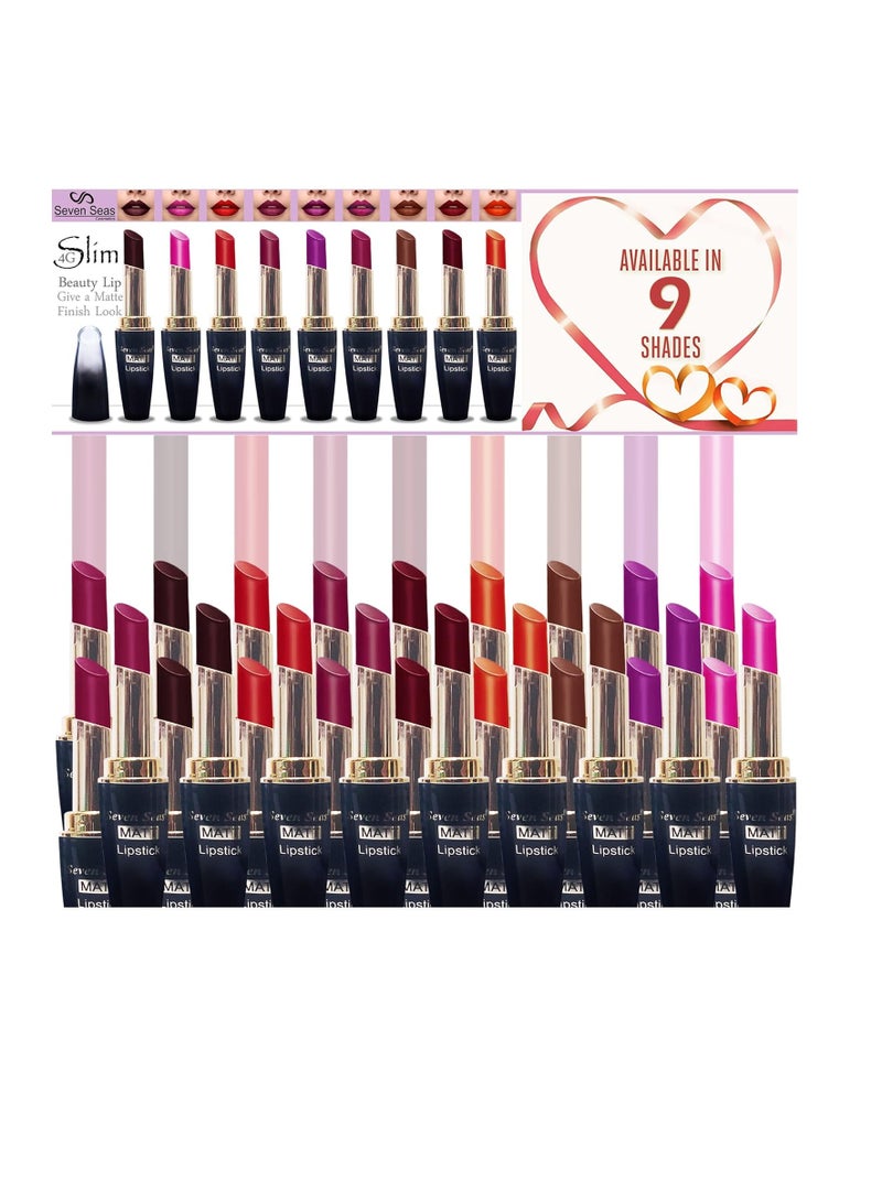 Seven Seas Cosmetics Makeup 4g Matte Lipstick Non Transfer  proff Combo Set of 2 Color red d pink