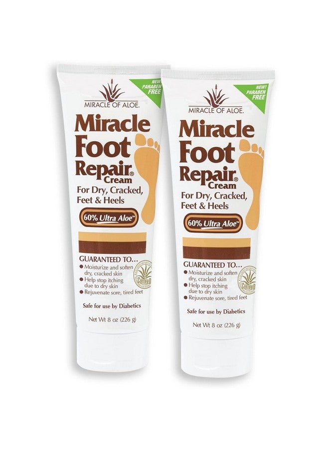 Miracle Foot Repair Cream 4 Oz Repairs Dry Cracked Heels And Feet Diabeticsafe 60% Pure Ultra Aloe Moisturizes Softens And Repairs Relief From Discomfort Of Ingrown Toenails (2Pack)