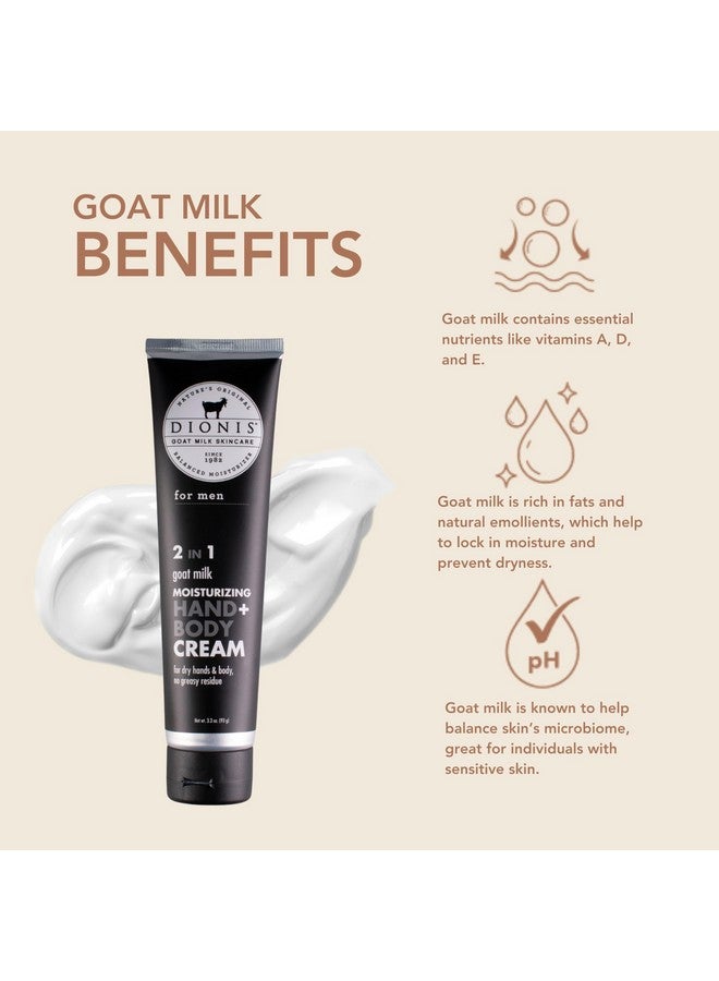 Goat Milk Skincare 3.3Oz Hand & Body Cream For Men Travel Size Hand Lotion For Hydrating & Moisturizing Dry Skin Cruelty Free Cream Made In The Usa Paraben Free Formula