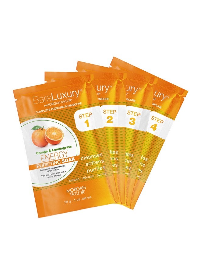 Bareluxury 4Step Complete Pedicure & Manicure Packs (Orange & Lemongrass) Hand And Foot Spa Kit In 4 Packs Pedicure And Manicure Kit Self Care Gifts For Women