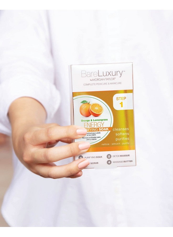 Bareluxury 4Step Complete Pedicure & Manicure Packs (Orange & Lemongrass) Hand And Foot Spa Kit In 4 Packs Pedicure And Manicure Kit Self Care Gifts For Women