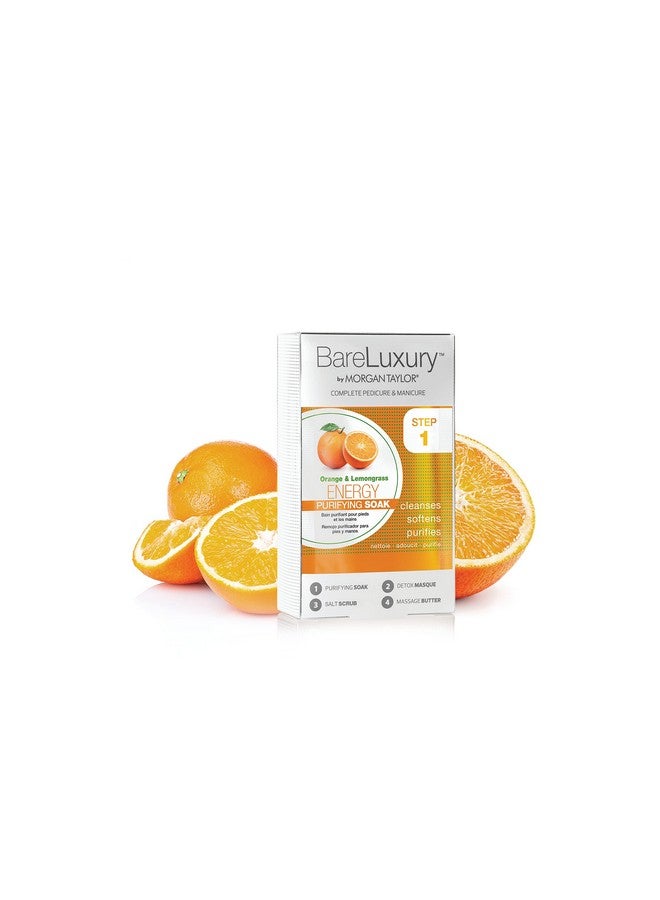 Bareluxury 4Step Complete Pedicure & Manicure Packs (Orange & Lemongrass) Hand And Foot Spa Kit In 4 Packs Pedicure And Manicure Kit Self Care Gifts For Women