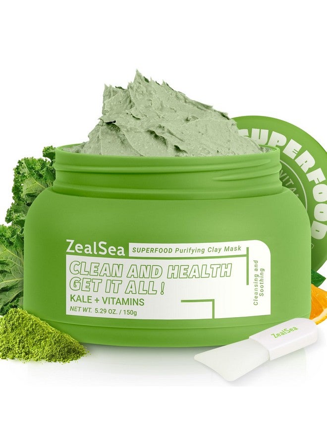 Superfood Clay Face Mask Deep Cleansing Mask For Controlling Oil & Blackhead Removal Pore Cleansing Antioxidant Antiaging Hydrating Facial Mask Vegan Skincare 5.29 Oz