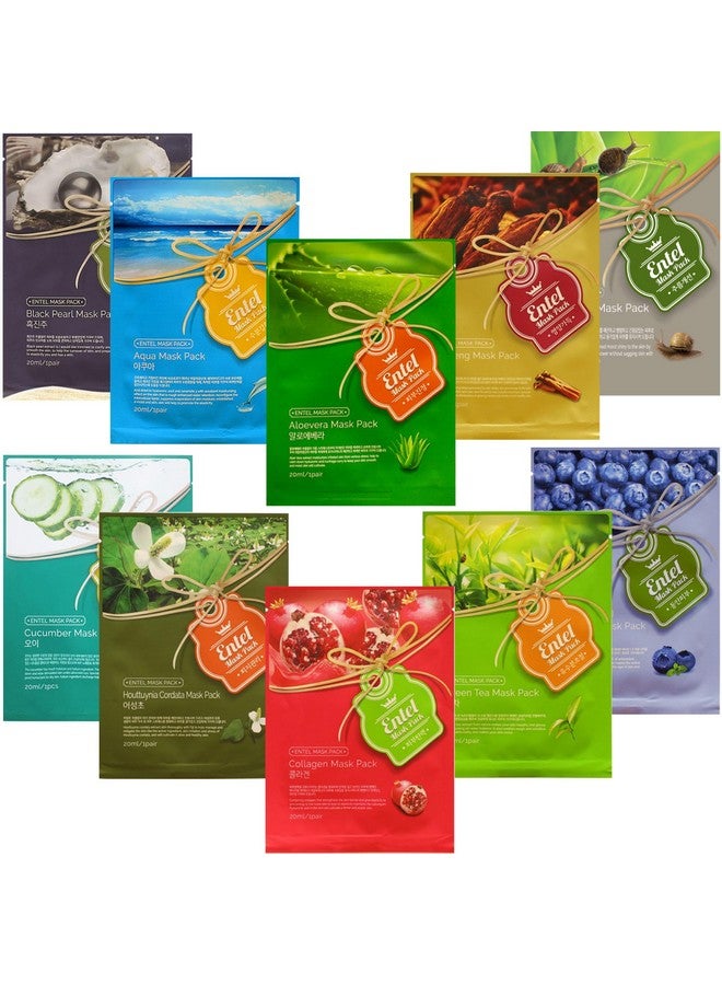 【 10 Pcs 】 Combopack Premium Korean Facial Mask Sheet (10 Types X 1Pcs) Five Chemical Free ; Noparaben Nosilicon Nomineral Oil Noartificial Colors And Noethanol