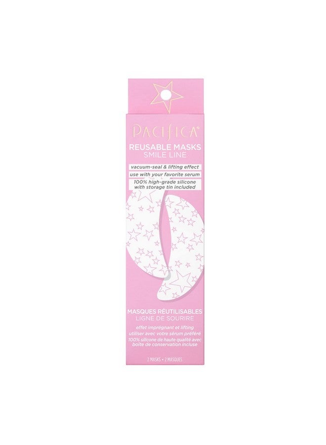 Beauty Reusable Smile Line Mask 100% Silicone Vacuum Seal & Lifting Effect Minimize Fine Lines + Wrinkles Pair With Serum Storage Tin Included Vegan + Cruelty Free