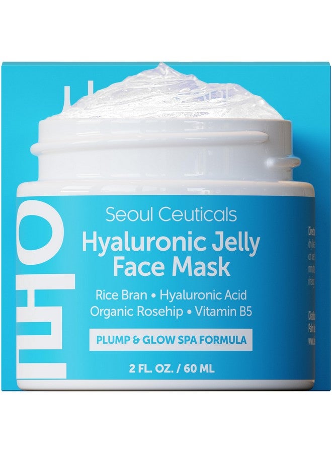 Korean Skin Care Hyaluronic Acid Jelly Face Mask Rice Bran + Vit B5 + Rosehip Anti Aging K Beauty Skincare For Plump Glowing Skin 2Oz