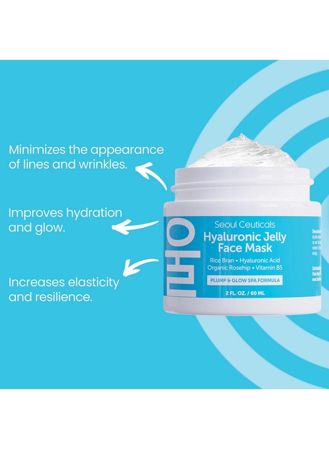 Korean Skin Care Hyaluronic Acid Jelly Face Mask Rice Bran + Vit B5 + Rosehip Anti Aging K Beauty Skincare For Plump Glowing Skin 2Oz