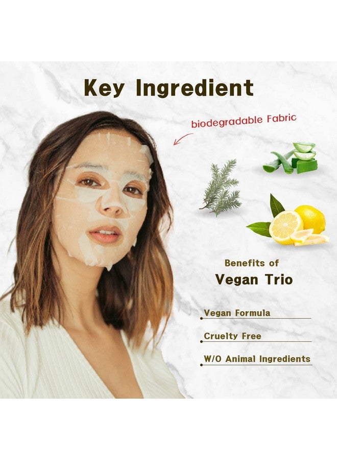 Vegan Facial Sheet Masks Trio (12 Packs) Face Masks Skincare For Dry Dehydrated And Dull Skin