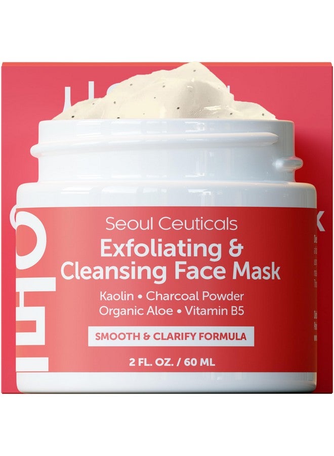 Korean Face Scrub Exfoliating Face Mask Skincare K Beauty Mask For Glass Skin Kaolin Clay + Charcoal Cream Exfoliant Mask 2Oz