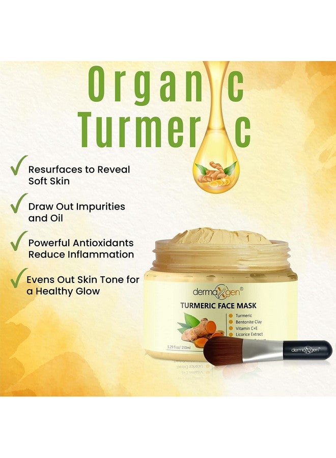 Organic Turmeric Face Mask Detox Clay For Clear Radiant Skin Acne & Scars Reduction Healing Clay Pore Cleansing Facial Mask Improve Skin Tone And Texture Allnatural 5.29Fl Oz