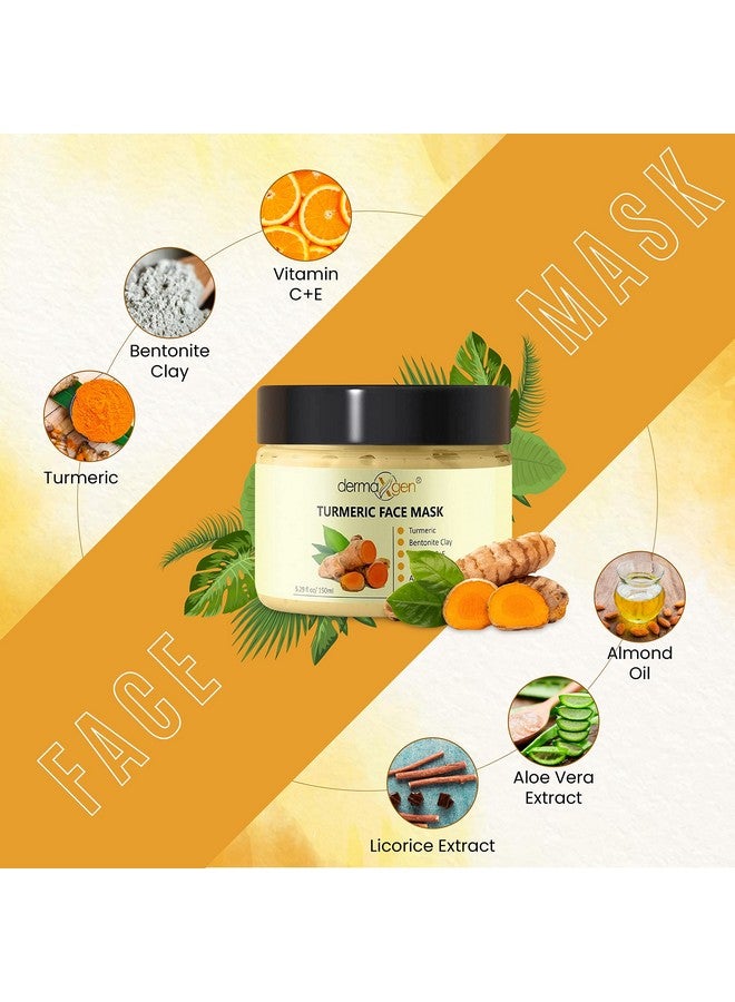 Organic Turmeric Face Mask Detox Clay For Clear Radiant Skin Acne & Scars Reduction Healing Clay Pore Cleansing Facial Mask Improve Skin Tone And Texture Allnatural 5.29Fl Oz