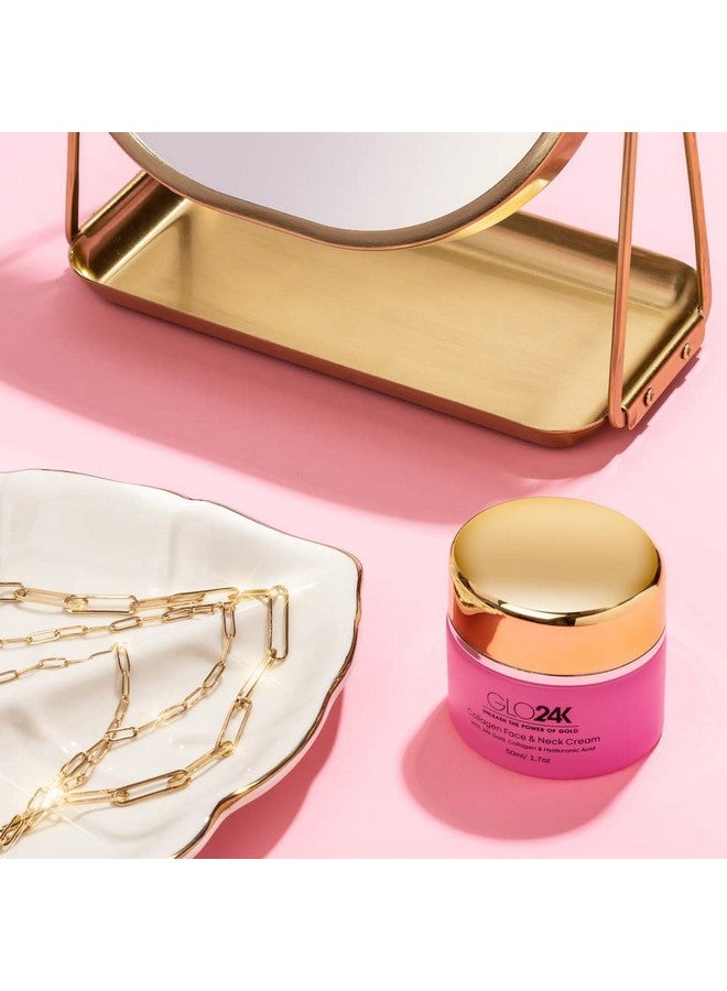 Glo24K Collagen Face & Neck Cream With 24K Gold Collagen & Hyaluronic Acid. Boost Your Skin’S Collagen Levels For A Radiant Glowing Skin.