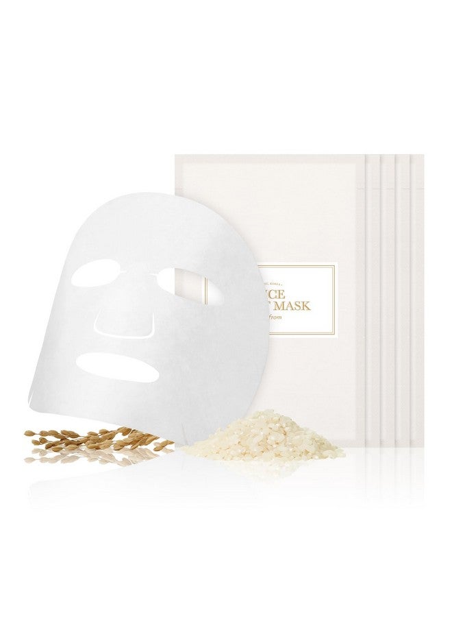 Rice Sheet Mask Pack Of 5 60% Korean Rice Face Mask Creamy Hydration For Dry Combination Skin Moist Milky Essence Biodegradable Vegan Hypoallergenic 20Ml