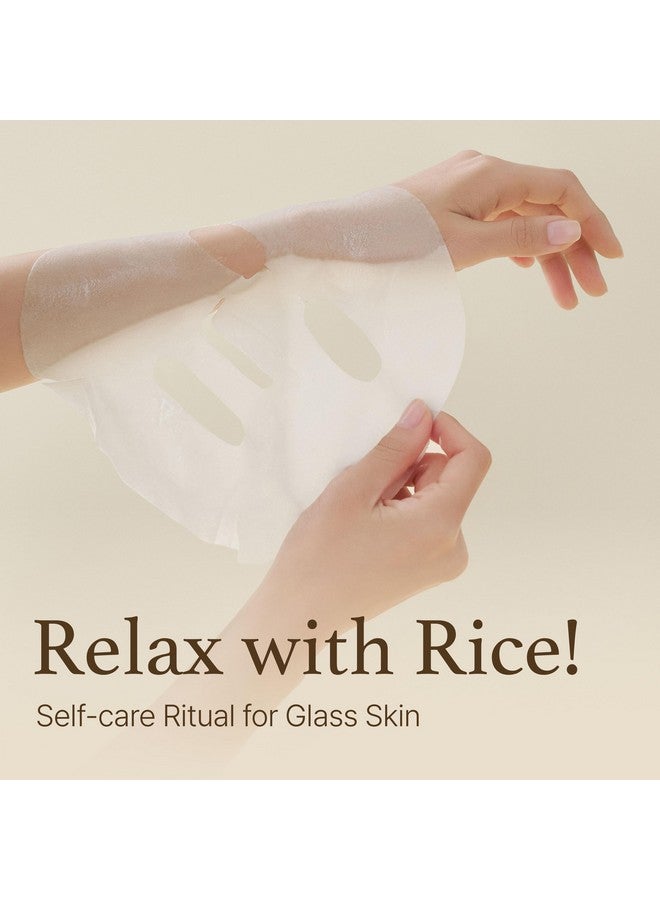 Rice Sheet Mask Pack Of 5 60% Korean Rice Face Mask Creamy Hydration For Dry Combination Skin Moist Milky Essence Biodegradable Vegan Hypoallergenic 20Ml