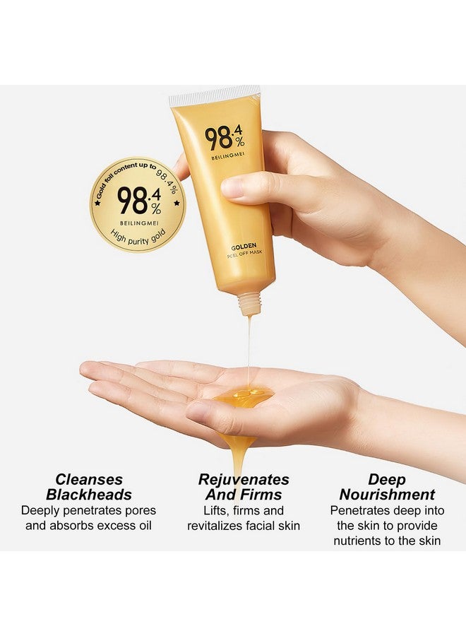 Gold Foil Peeloff Mask Peeloff Antiwrinkle Face Mask 98.4% Beilingmei Gold Face Mask 24K Gold Face Mask Gold Foil Tearoff Mask For Skin Moisturizing And Deeply Cleans (2Pcs)