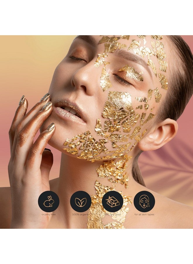 Bruun 24K Gold Leaves A (Pack Of 30) Gold Sheets With 1 24K Gold Peel Off Jelly Mask Pack Including 1 Facial Serum A Perfect And Unique Skin And Body Care Kit For Women Girls And Mom