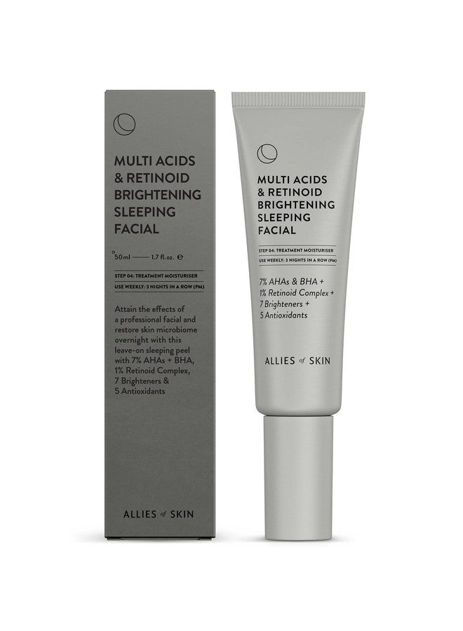 Multi Acids & Retinoid Brightening Sleeping Facial Glycolic + Lactic + Salicylic Acid Hyaluronic Acid Niacinamide 1% Retinoid Complex. Overnight Sleeping Peel. 1.7 Oz / 50 Ml