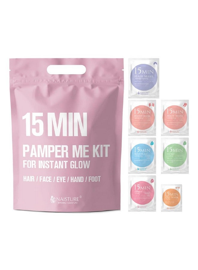 15 Min Pamper Me Kit For Instant Glow Hair Mask Face Mask Eye Mask Hand Mask Foot Mask Set For Skincare & Beauty Special Home Spa Skin Care Treatment (7 Packs)