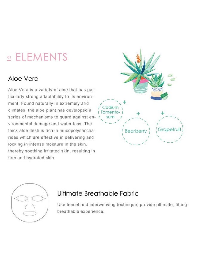 Aloe Vera Soothing Facial Mask Hydrating And Soothing Refreshing Water Serum Face Sheet Mask For Quick Absorption And Natural Look (8 Combo Pack)