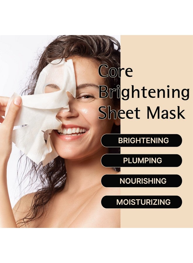 Core Brightening Sheet Mask With Niacinamide Serum 5% And Biodegradable Sheet For Nourishing Hydrating Glow Skin Cruelty Free Fragrance Free 5 Count