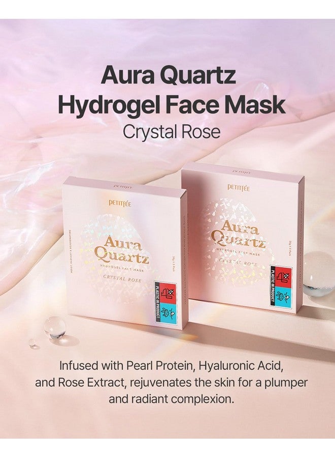 Aura Quartz Hydrogel Face Mask Crystal Rose 30G*5Ea Rose Facial Mask For Radiant Skin With Pearl Protein Collagen Hyaluronic Acid Brighten & Supple Face Hydrating Soothing Skin