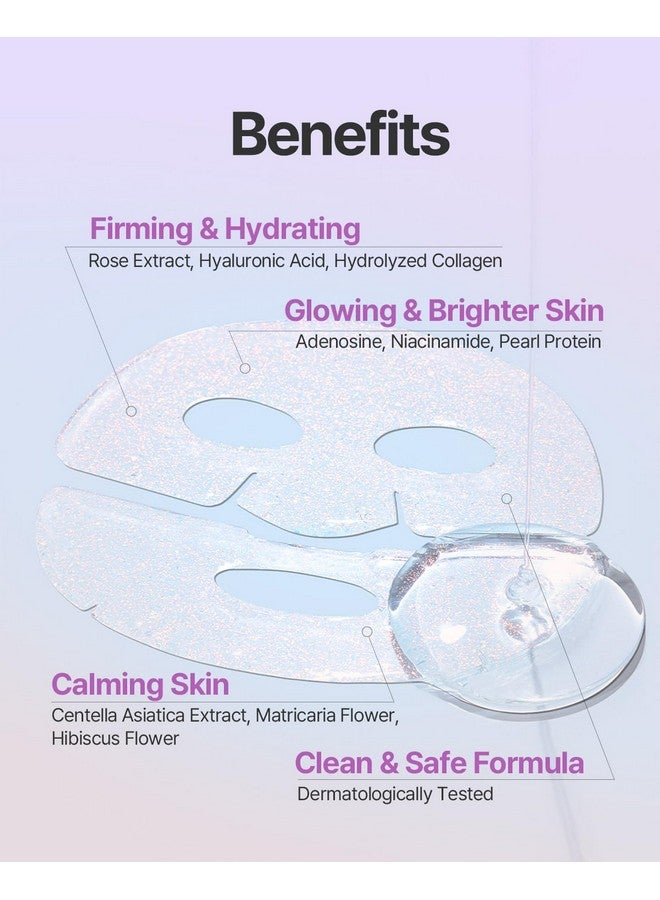 Aura Quartz Hydrogel Face Mask Crystal Rose 30G*5Ea Rose Facial Mask For Radiant Skin With Pearl Protein Collagen Hyaluronic Acid Brighten & Supple Face Hydrating Soothing Skin