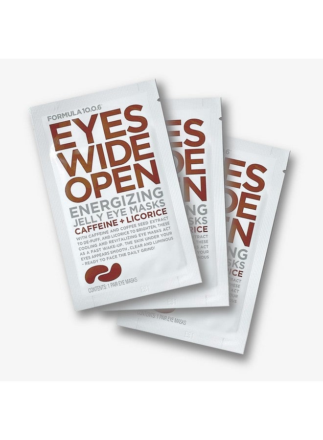 Eyes Wide Open Energizing Jelly Eye Masks Caffeine + Licorice 3 Pairs Of Individually Packaged Under Eye Masks.