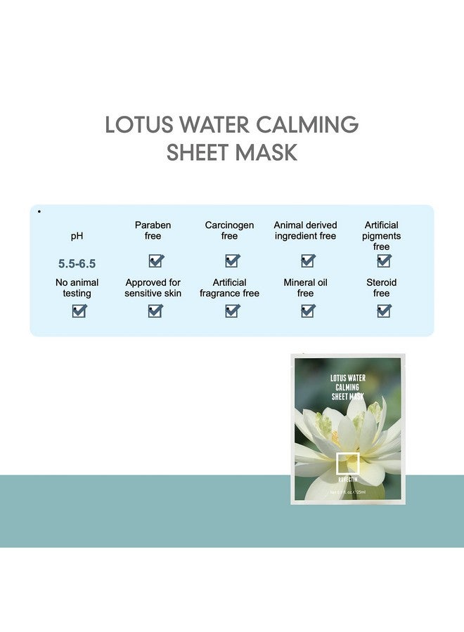 ] Clean Lotus Water Calming Sheet Mask Packed With Lotus Flower Extract For Soothing And Long Lasting Hydration (5 Count)